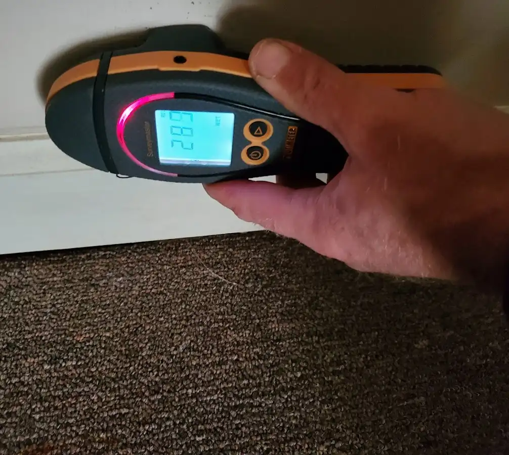 Moisture detection at baseboard during Sewage Cleanup & Sanitation in Casa Grande